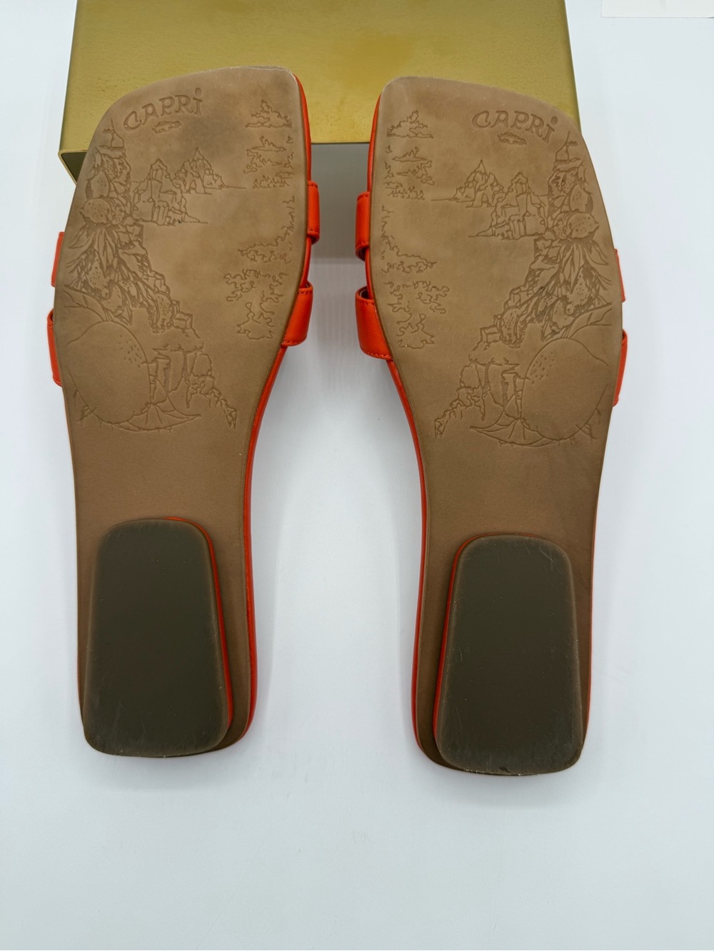 Franco Sarto Nalani Orange Embellished Slide Sandals Square Toe Flat Slip-On - Picture 7 of 17
